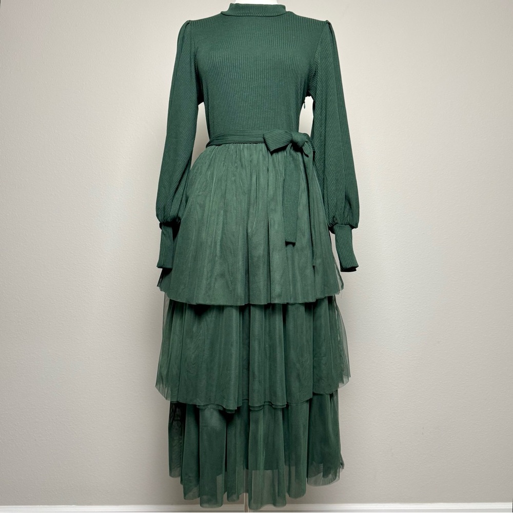 Ivy City Co Cosette Dress Women's Size S Green Tulle Feminine Romantic